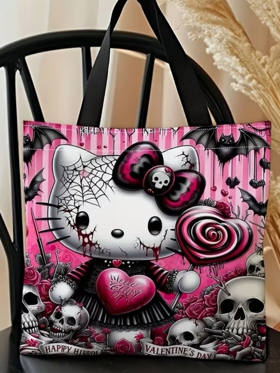 Hello Kitty Handbags - Hello Kitty Pink and Black Gothic Heart Tote